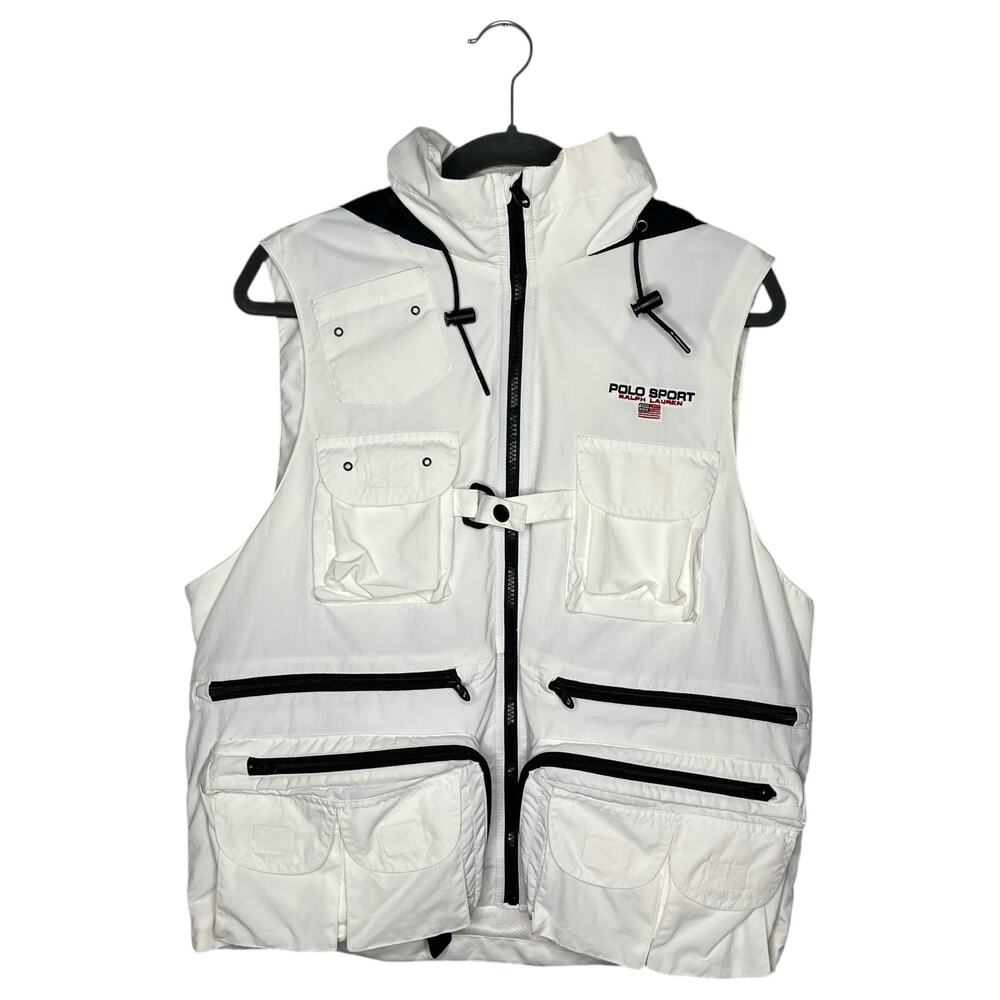 Polo Sport Ralph Lauren Utility Gilet Vest Men's M White Recycled Nylon Hooded